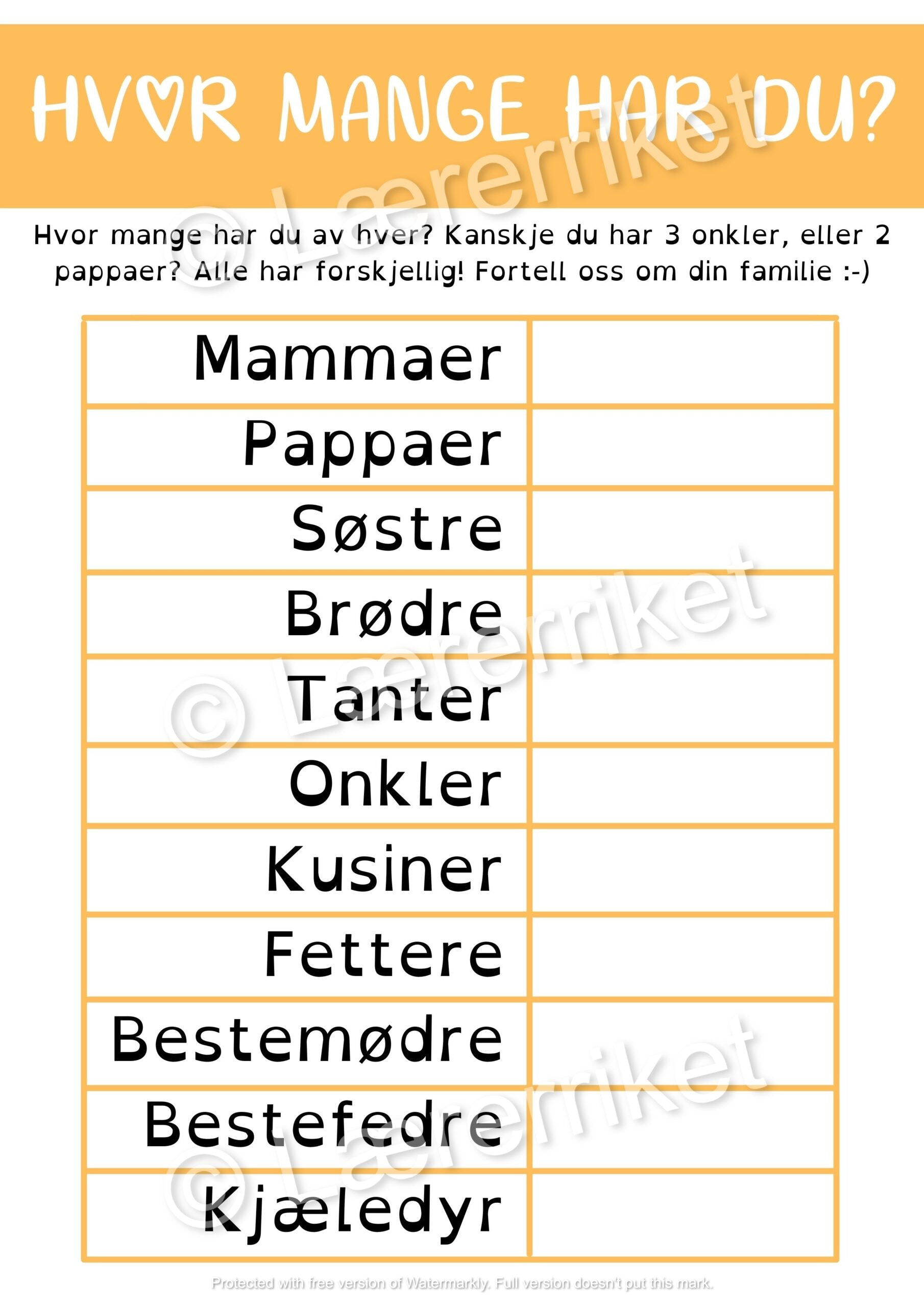 Familie - oppgavehefte