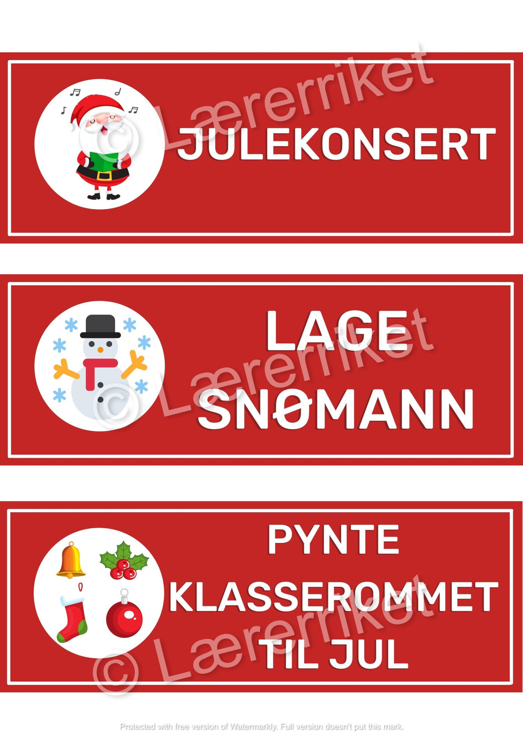 Timeplan - juleaktiviteter