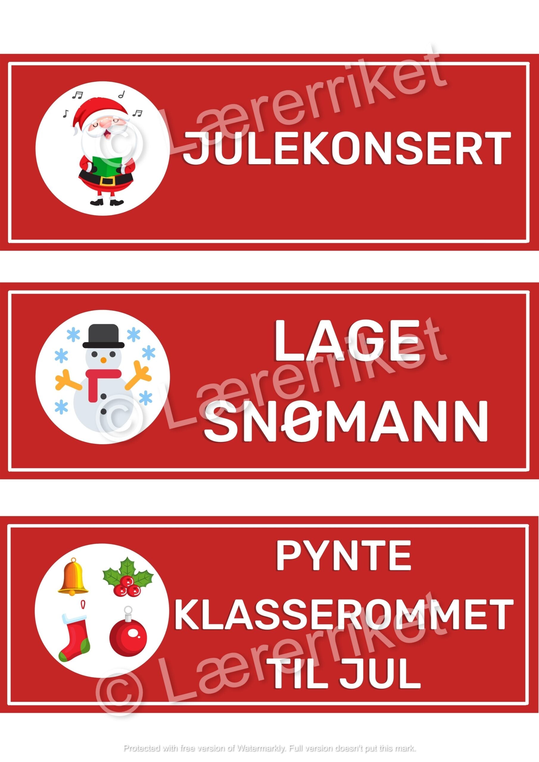 Timeplan - juleaktiviteter