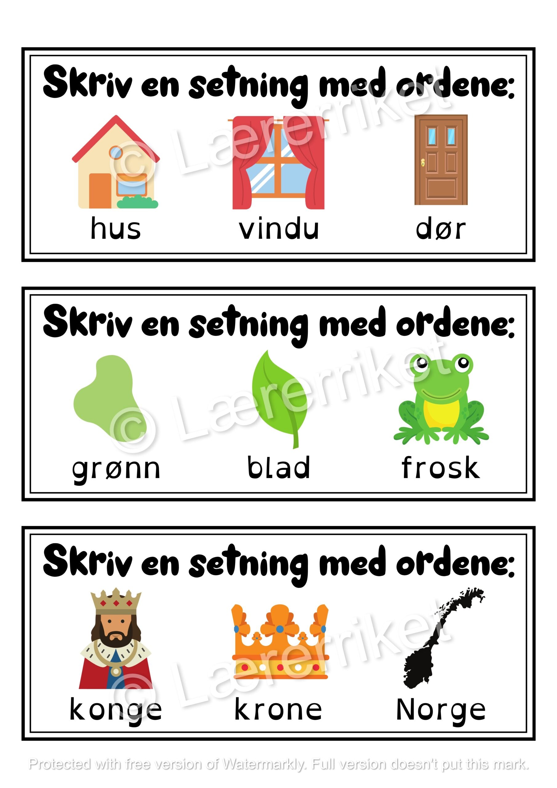 Fra ord til setninger - skriveoppdrag