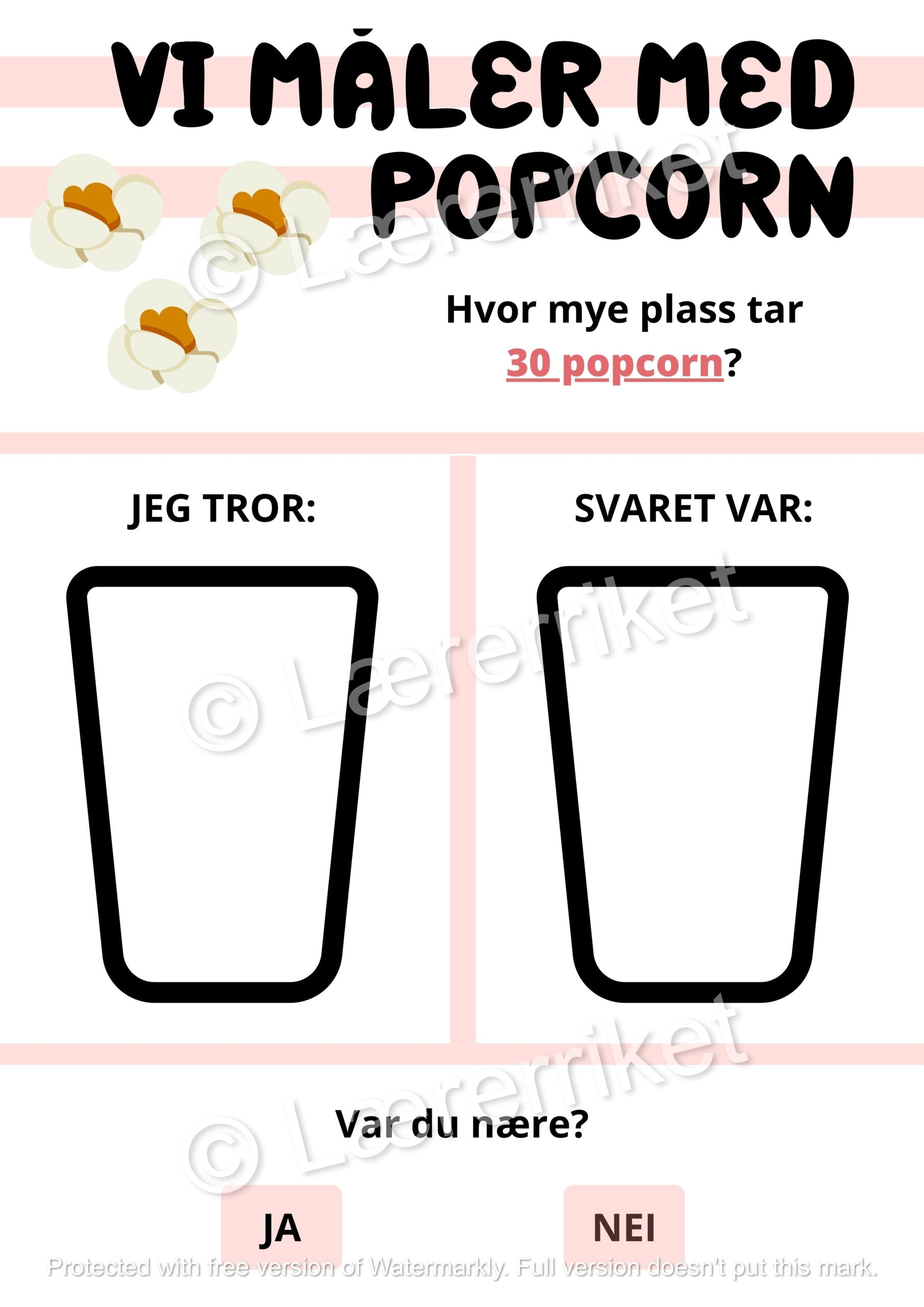 Måling av volum med popcorn