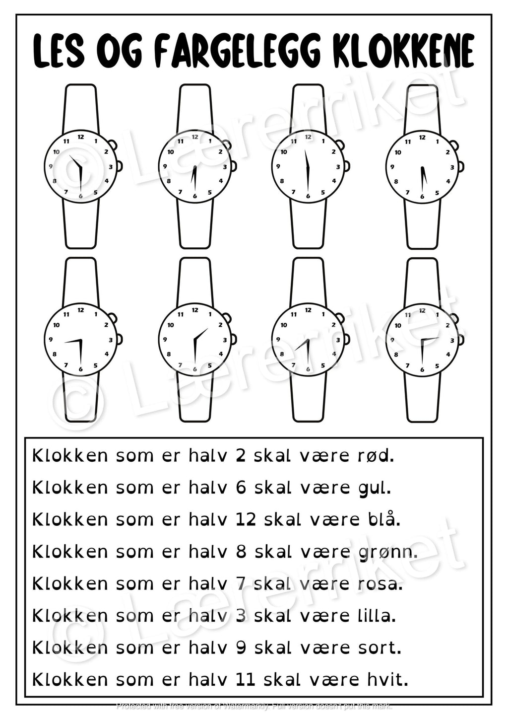 Les og farg - klokka