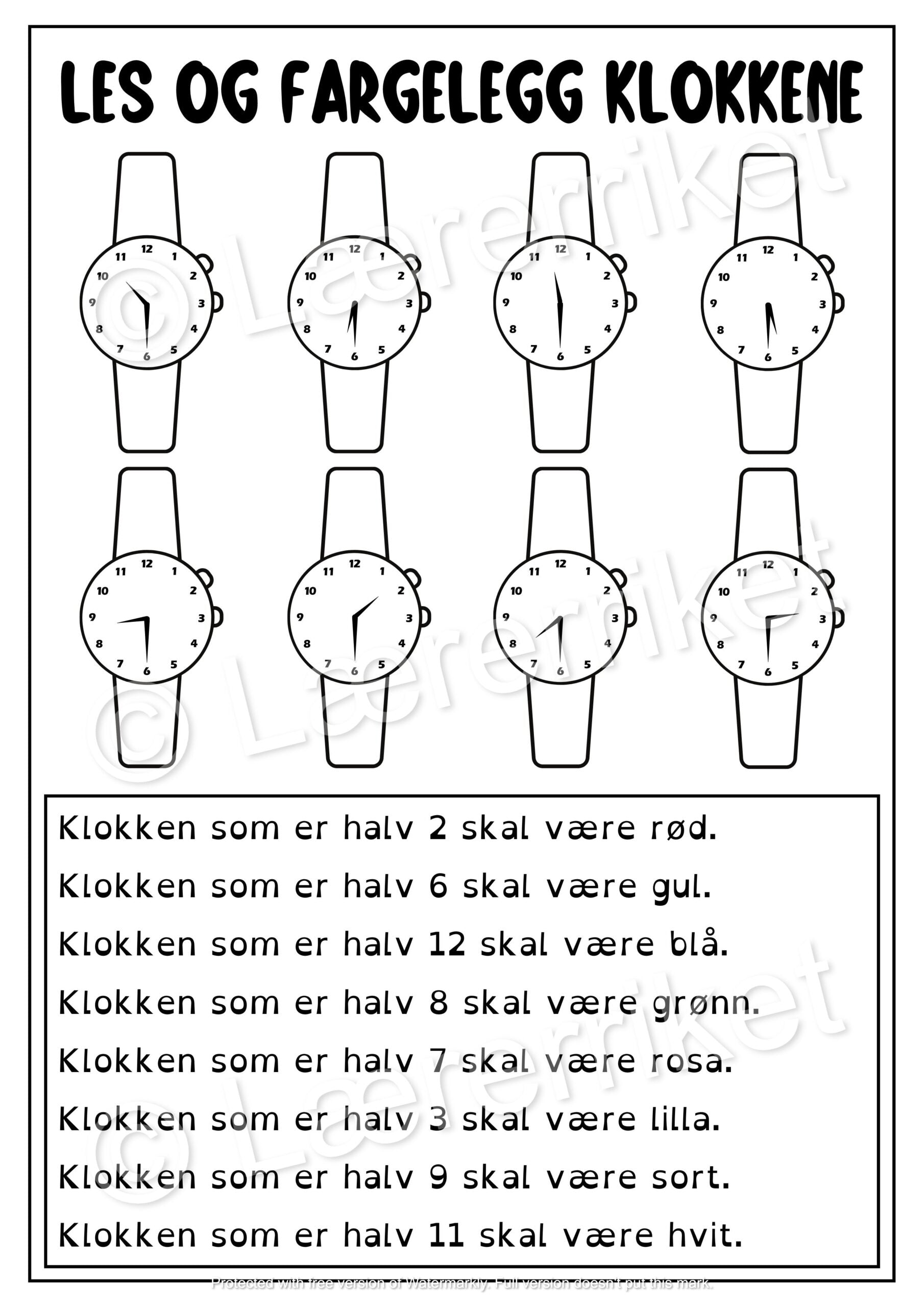 Les og farg - klokka