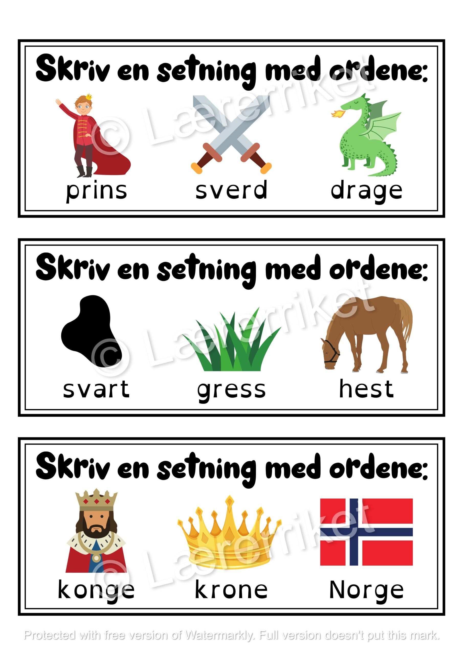 Fra ord til setninger - skriveoppdrag