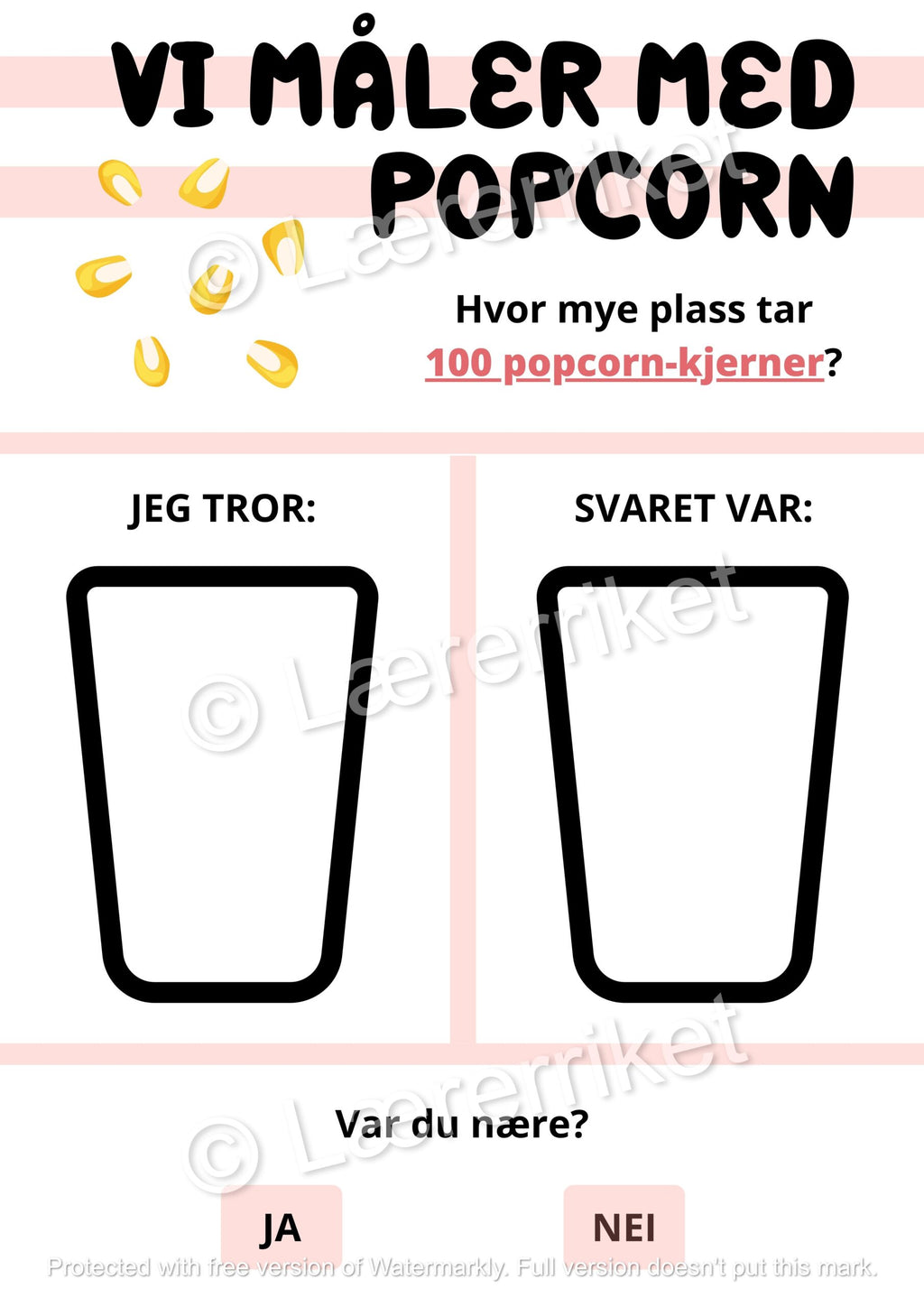 Måling av volum med popcorn