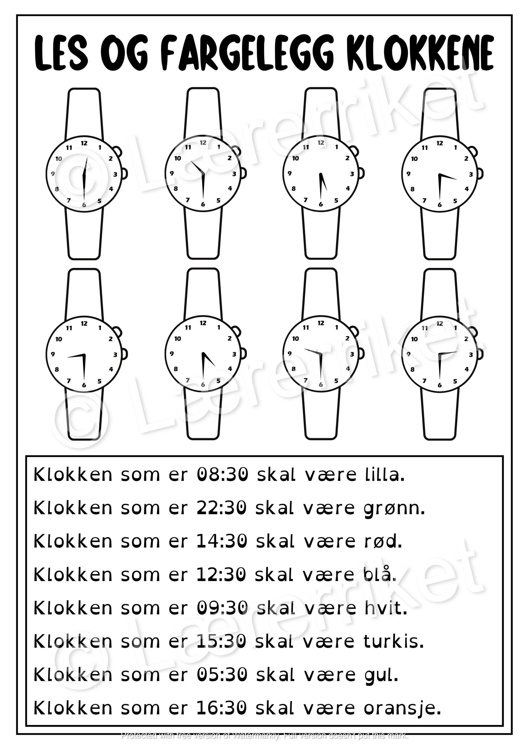 Les og farg - klokka