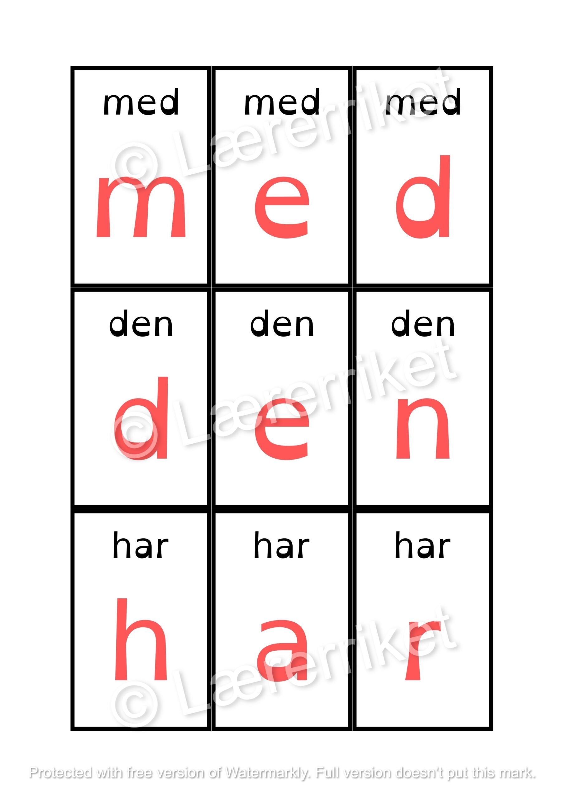 Høyfrekvente ord - pusleord
