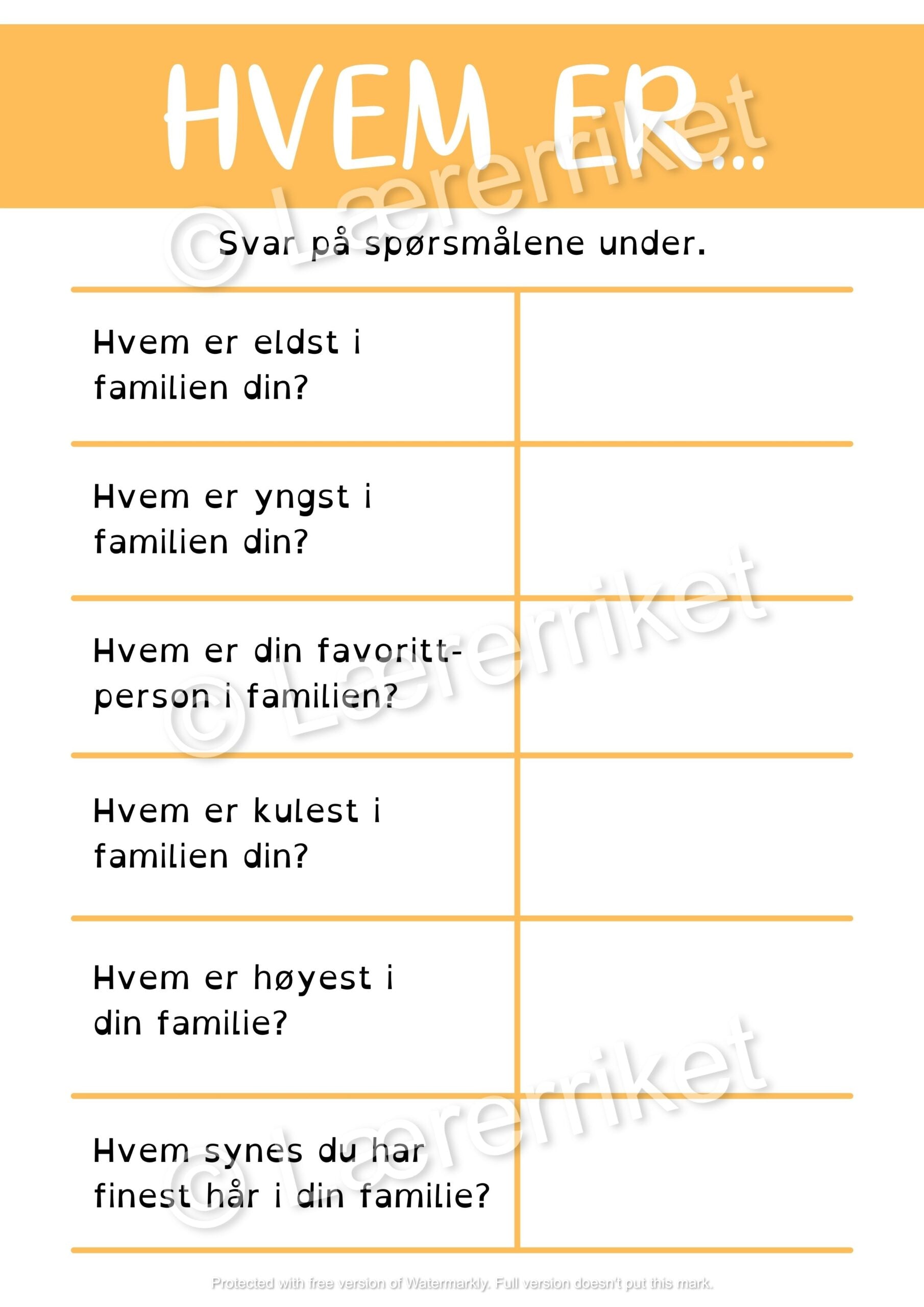 Familie - oppgavehefte