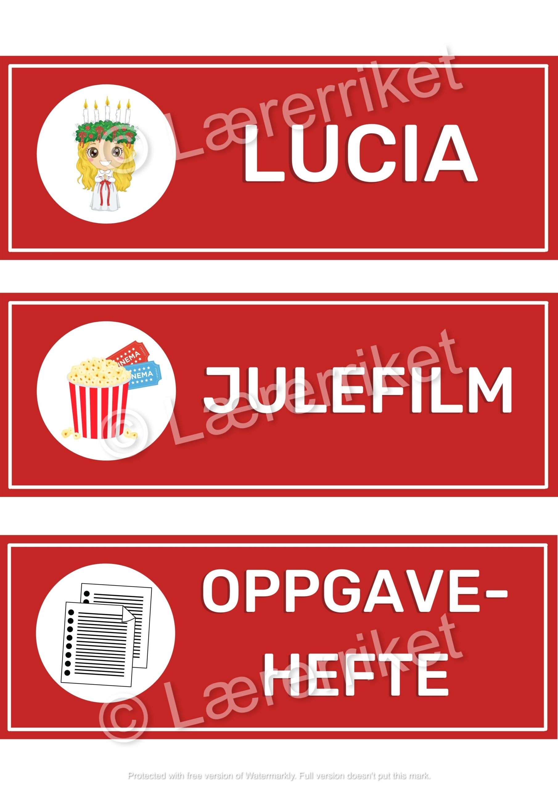 Timeplan - juleaktiviteter