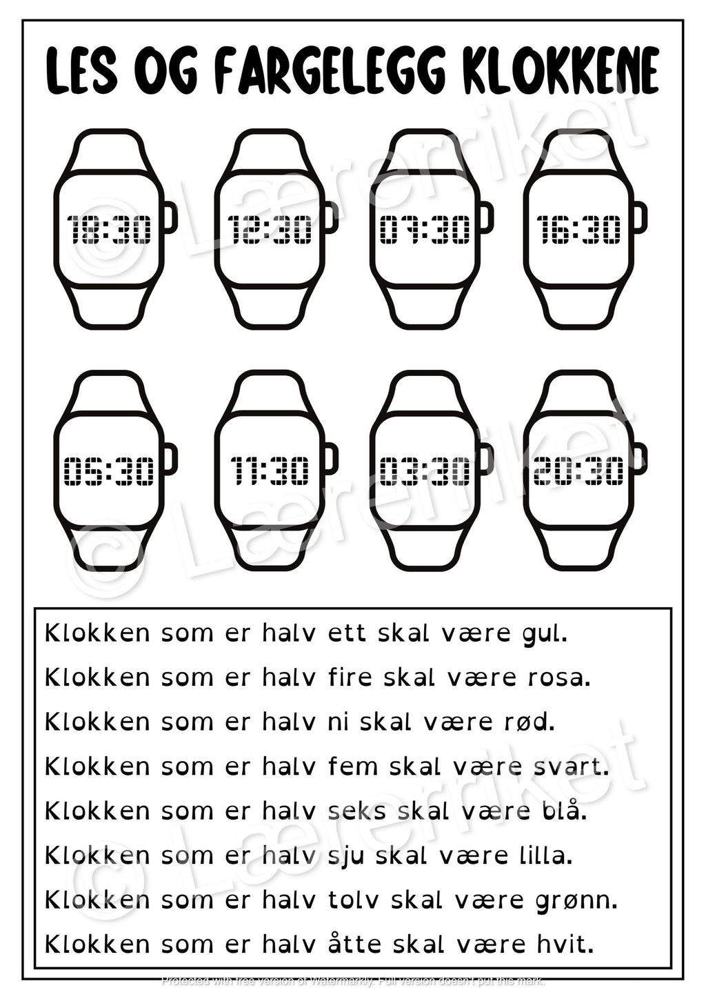 Les og farg - klokka
