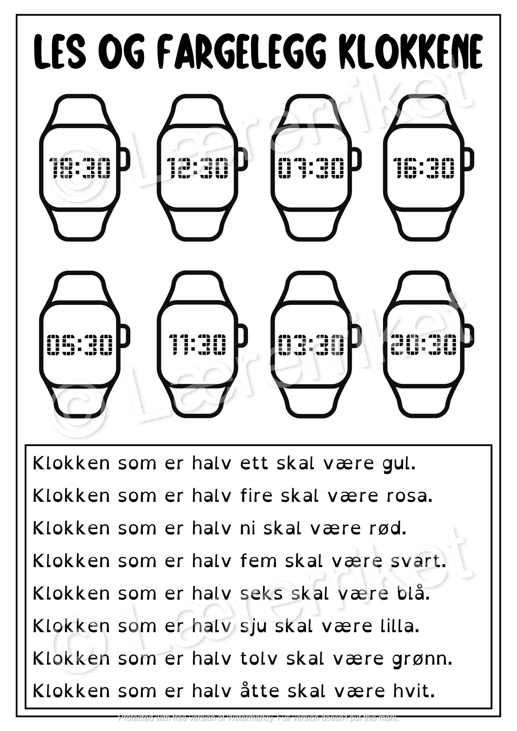 Les og farg - klokka
