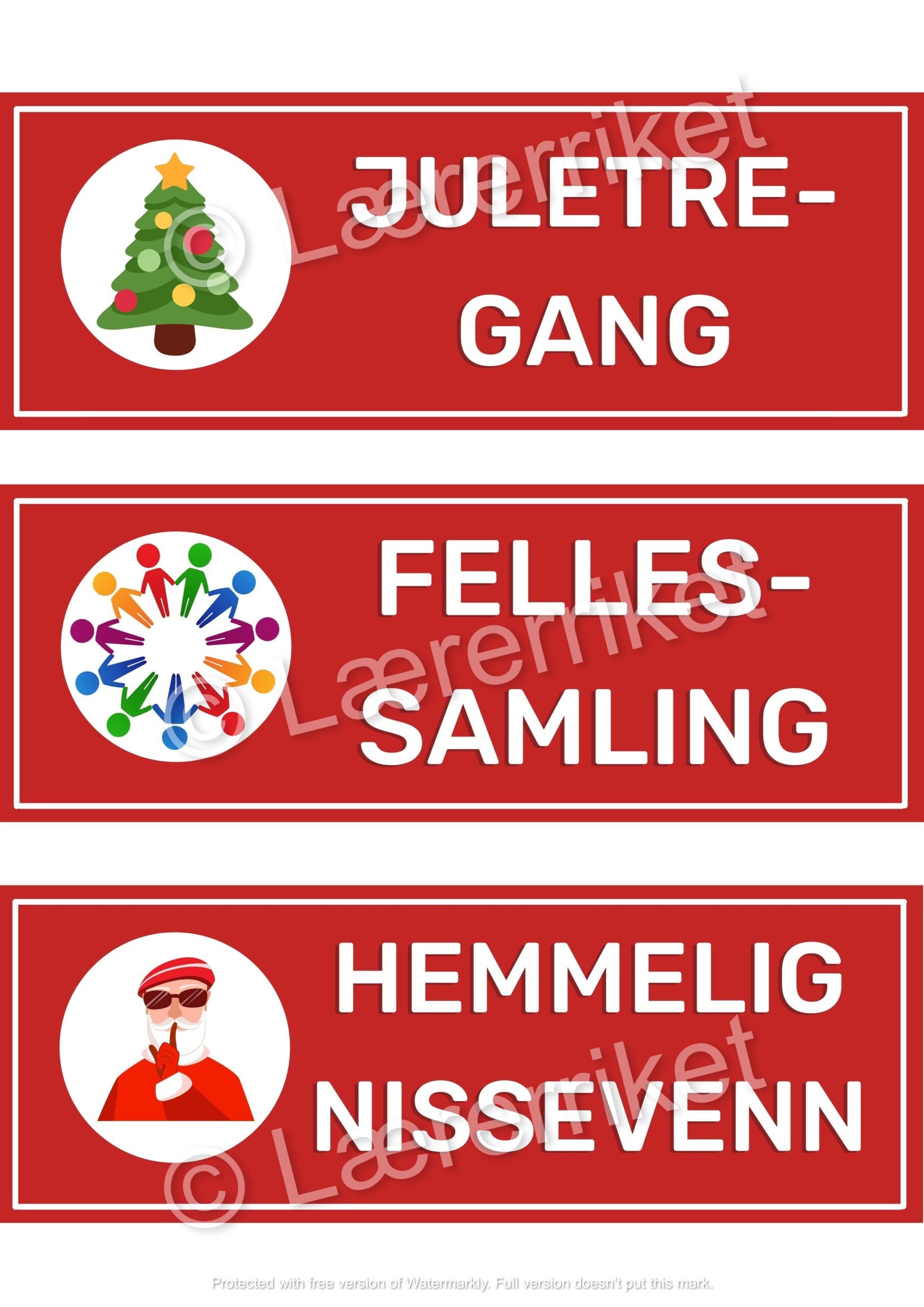 Timeplan - juleaktiviteter