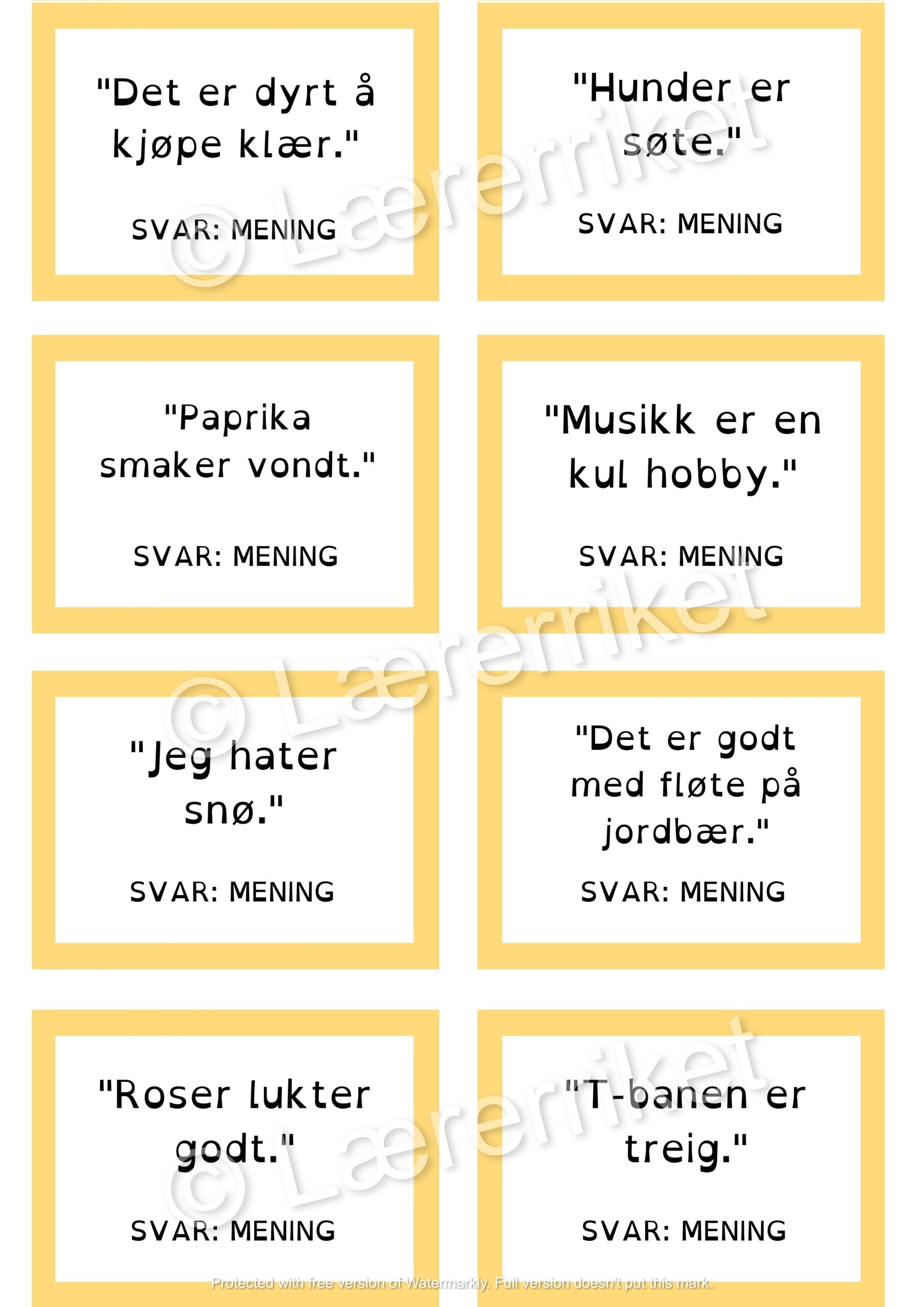Meninger og fakta - spill