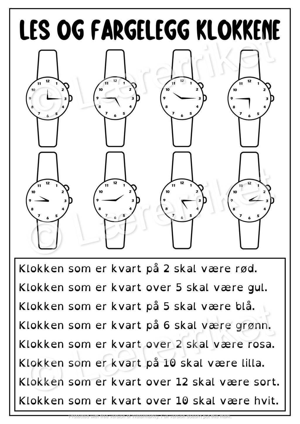Les og farg - klokka