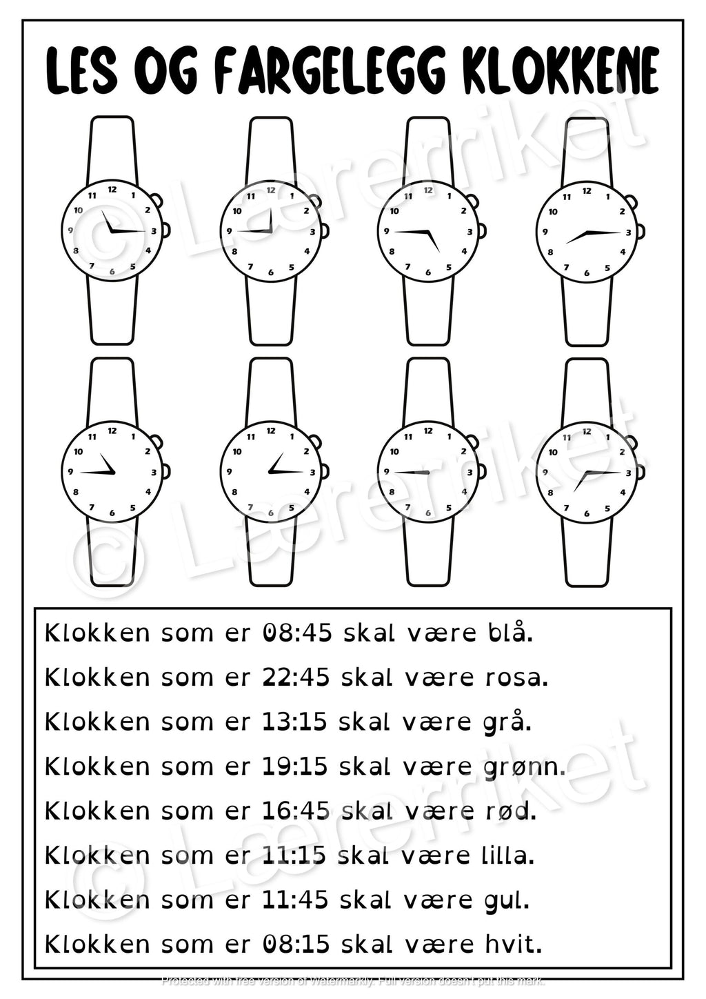 Les og farg - klokka