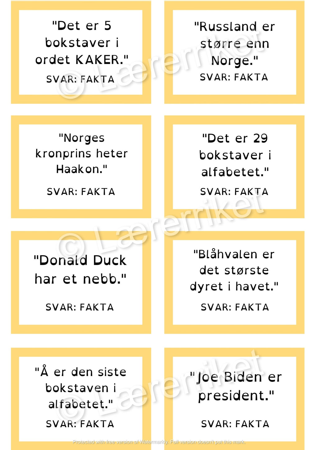 Meninger og fakta - spill