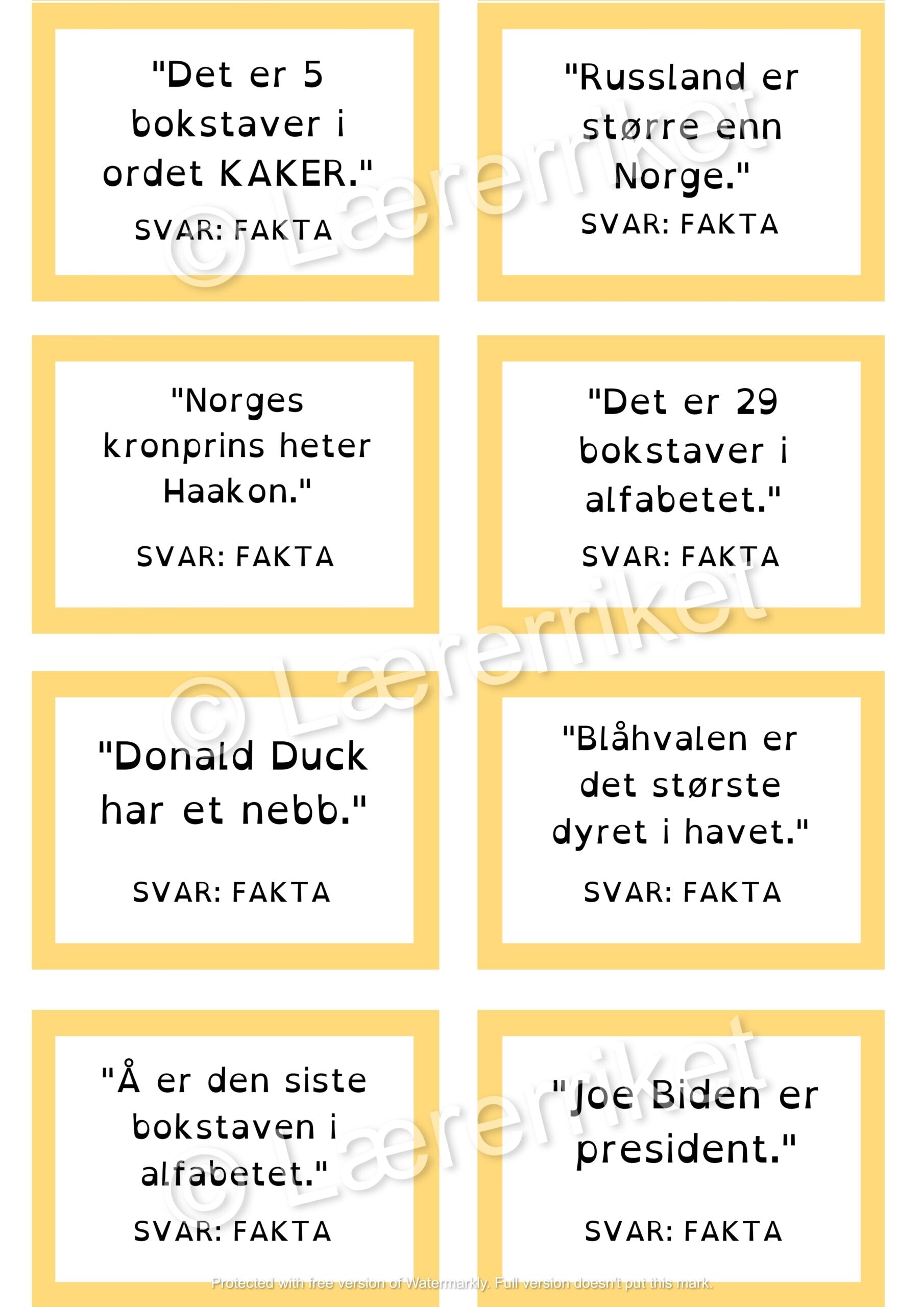Meninger og fakta - spill
