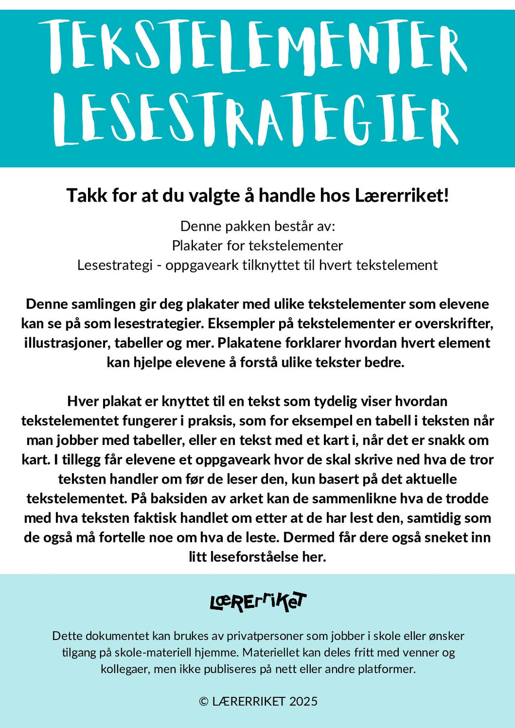 Tekstelementer lesestrategier