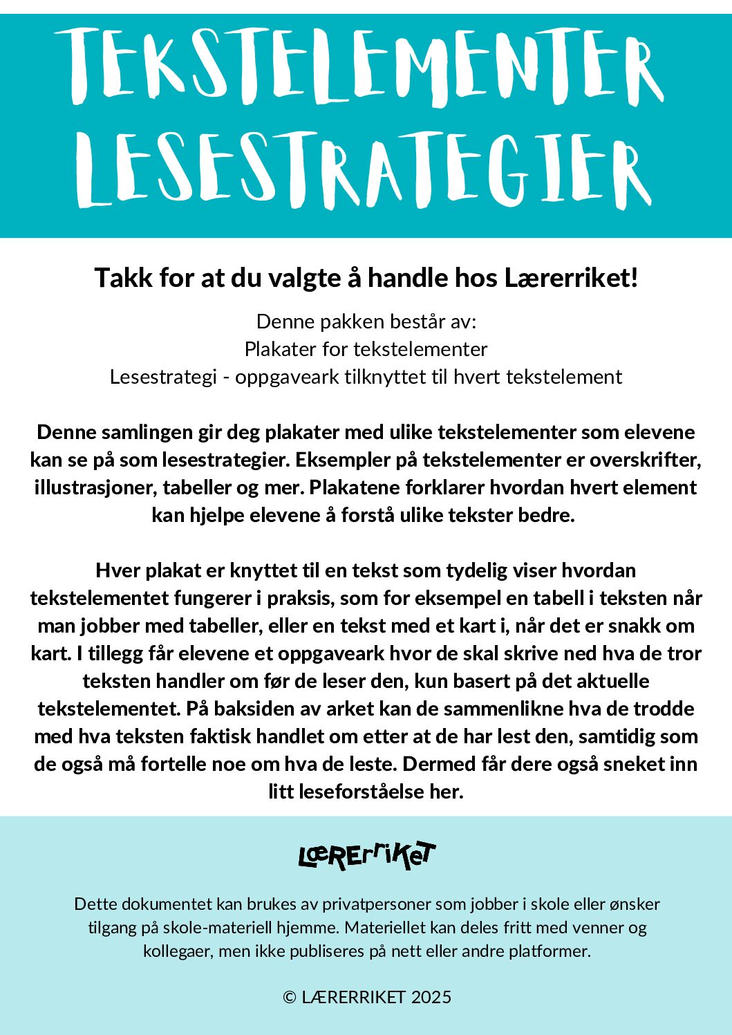 Tekstelementer lesestrategier