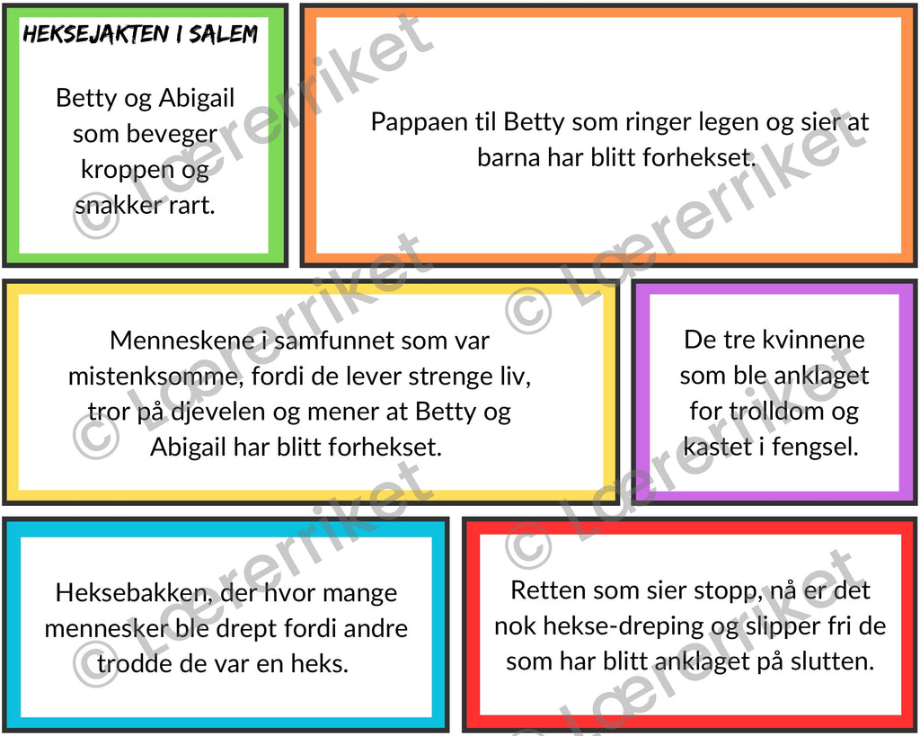 Heksejakten i Salem - tegneserie oppgave