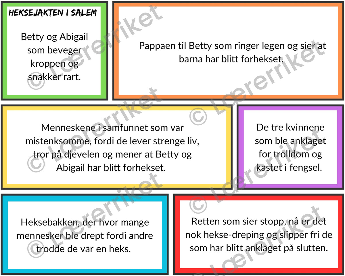 Heksejakten i Salem - tegneserie oppgave
