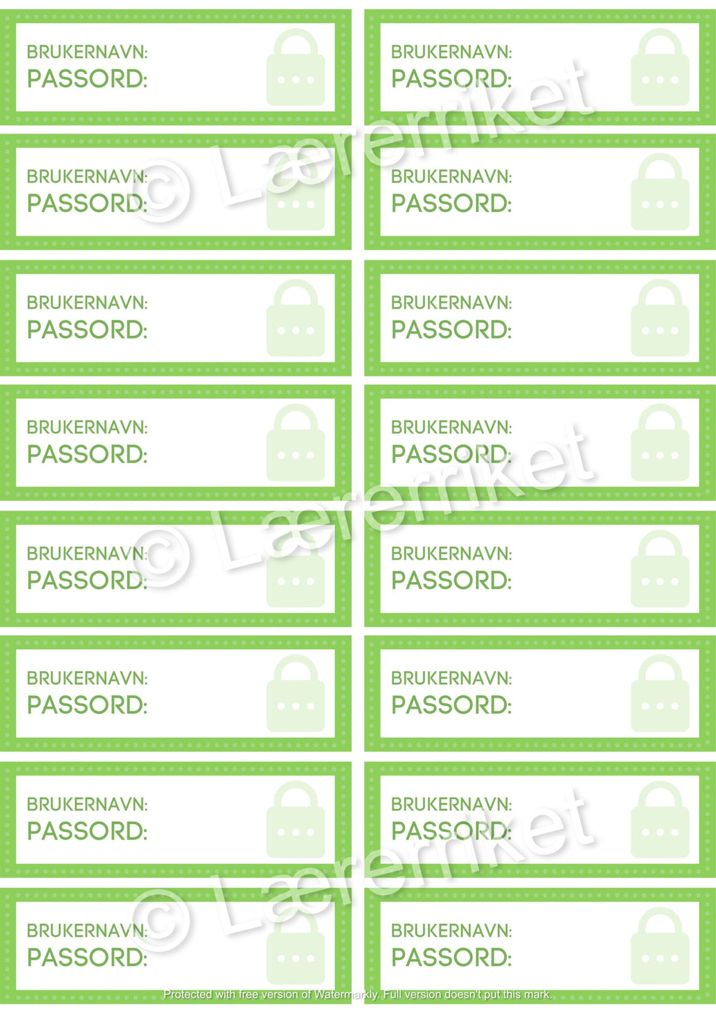 Brukernavn og passord