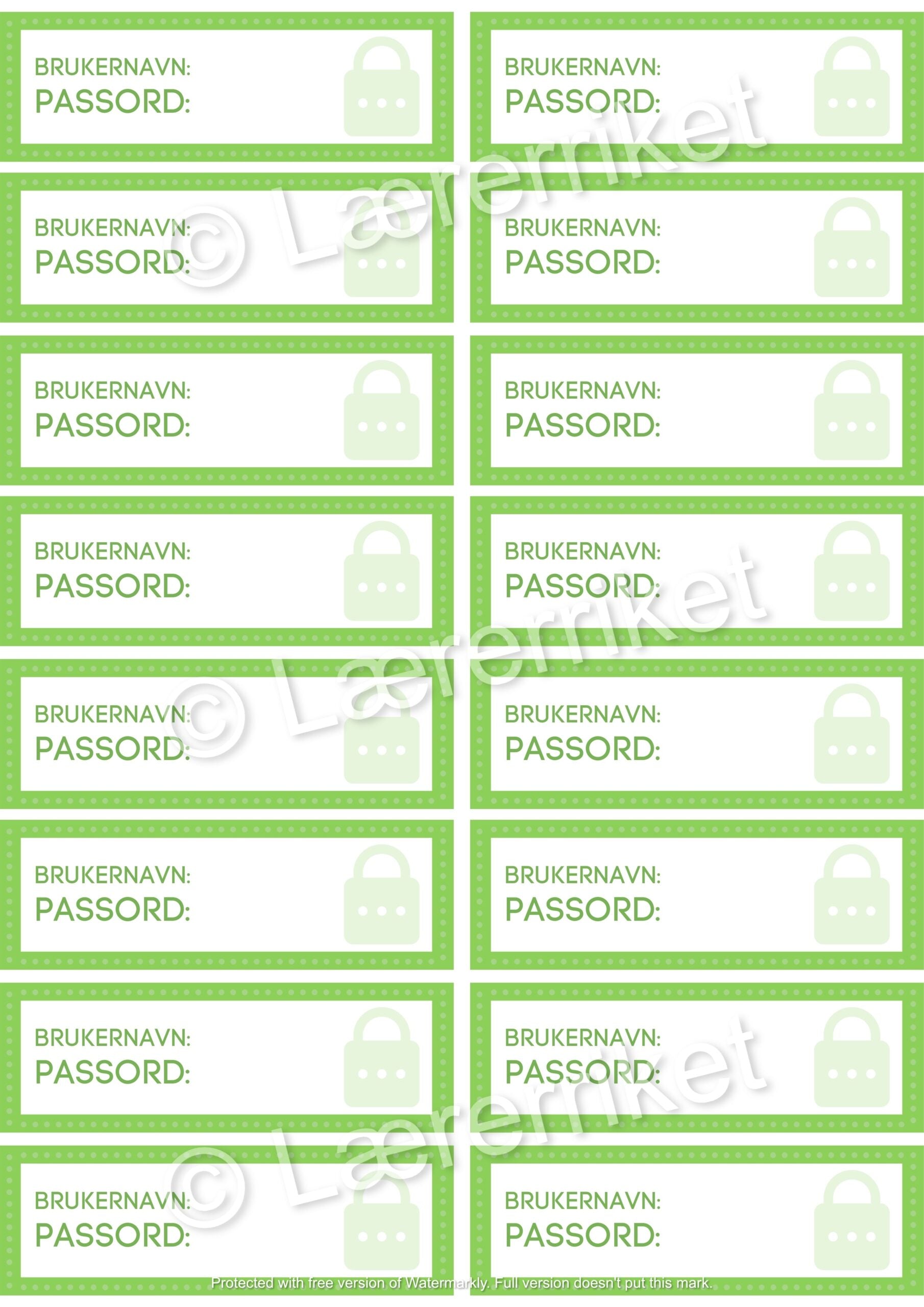 Brukernavn og passord