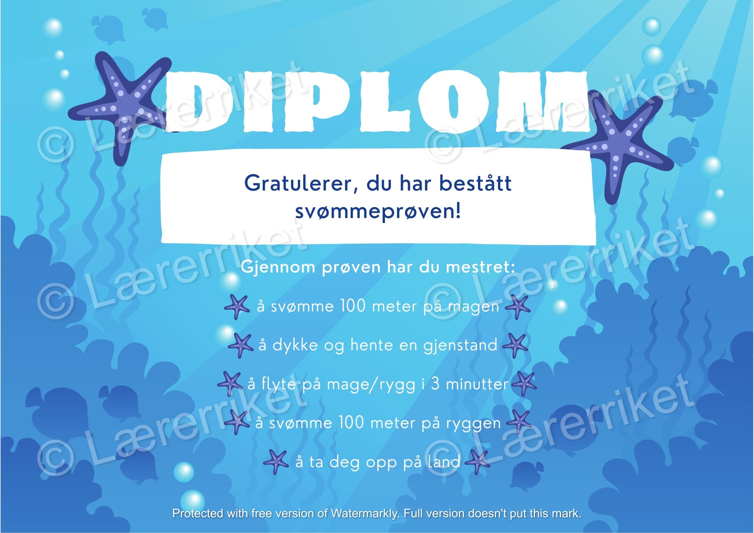 Diplom - svømmeprøven