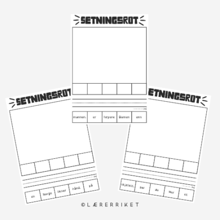 Setning, bygg setninger, setningsrot, oppgaver, undervisning, norsk skole, oppgaveark